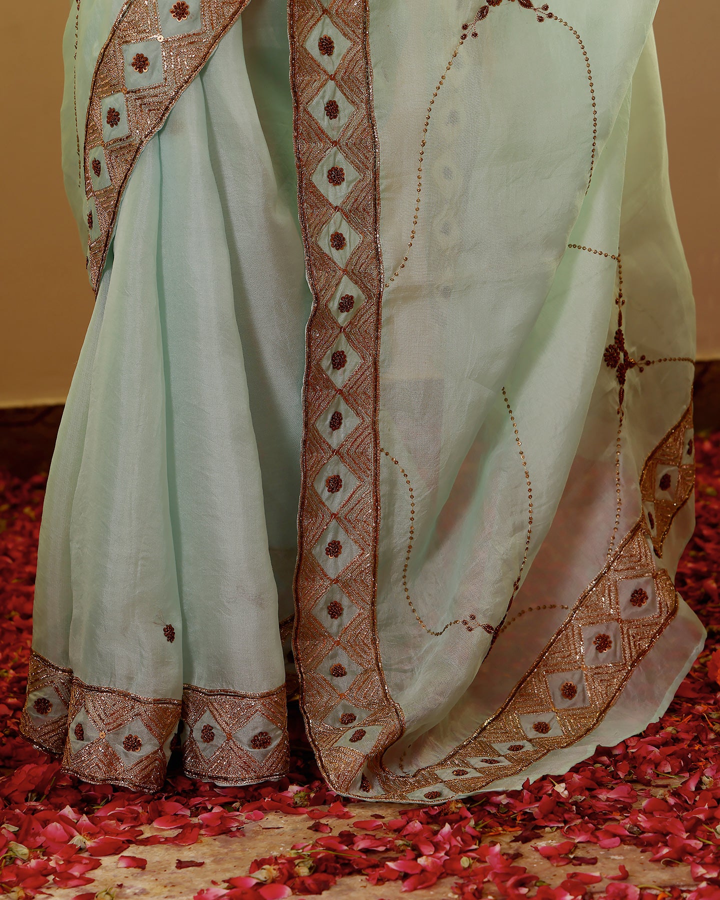 Organza Hand Embroidary Saree