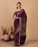Amethyst Bloom Moonga Silk Saree