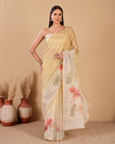 Chiniya Silk Tissue Stripes Saree with Hand Embroidery