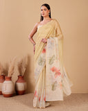 Chiniya Silk Tissue Stripes Saree with Hand Embroidery