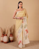 Chiniya Silk Tissue Stripes Saree with Hand Embroidery