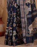 Moonga Silk Saree with Heritage Animal Motifs