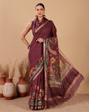 Moonga Silk Saree with Floral Traditional Print