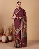Moonga Silk Saree with Floral Traditional Print