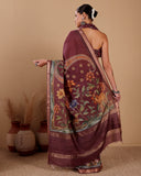 Moonga Silk Saree with Floral Traditional Print