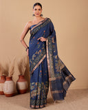 Moonga Silk Saree with Heritage Floral & Elephant Motifs