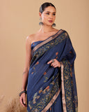 Moonga Silk Saree with Heritage Floral & Elephant Motifs
