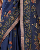 Moonga Silk Saree with Heritage Floral & Elephant Motifs