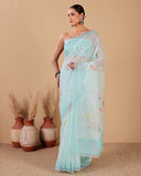 Stripes Chanderi Saree with Scallop Lace Detailing