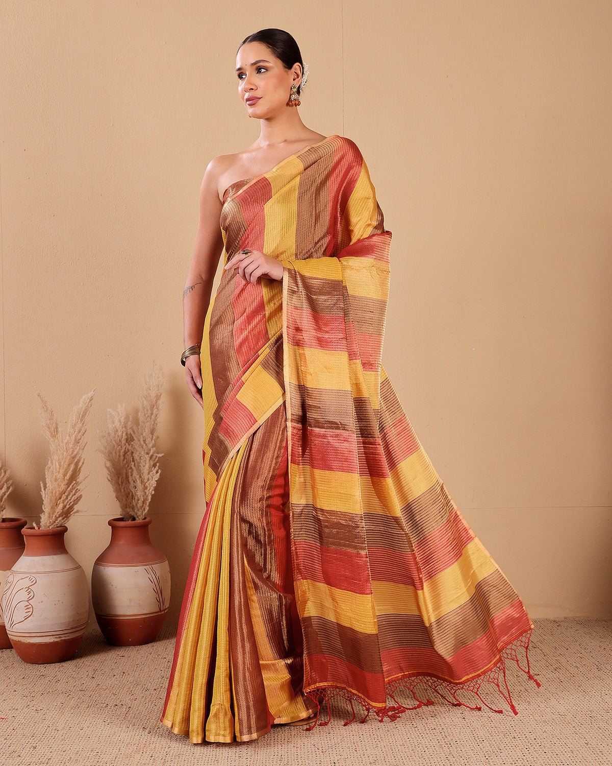 Sunset Stripes Handloom Silk Saree