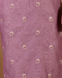 Dusty Mauve Embroidered Mal Chanderi Suit Set