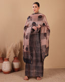 Beige & Black Chanderi Suit Set With Block Print Dupatta
