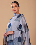 Powder Blue Chanderi Block Print Suit Set