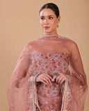 Blush Pink Mal Kurta Set with Organza Dupatta
