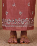 Rosewood Pink Chanderi Kurta Set with Printed Dupatta