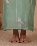 Mint Green Organza Kurta Set with Printed Dupatta