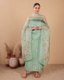 Mint Green Organza Kurta Set with Printed Dupatta