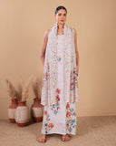 Ivory Mist Mal Kurta Set with Cutwork Dupatta