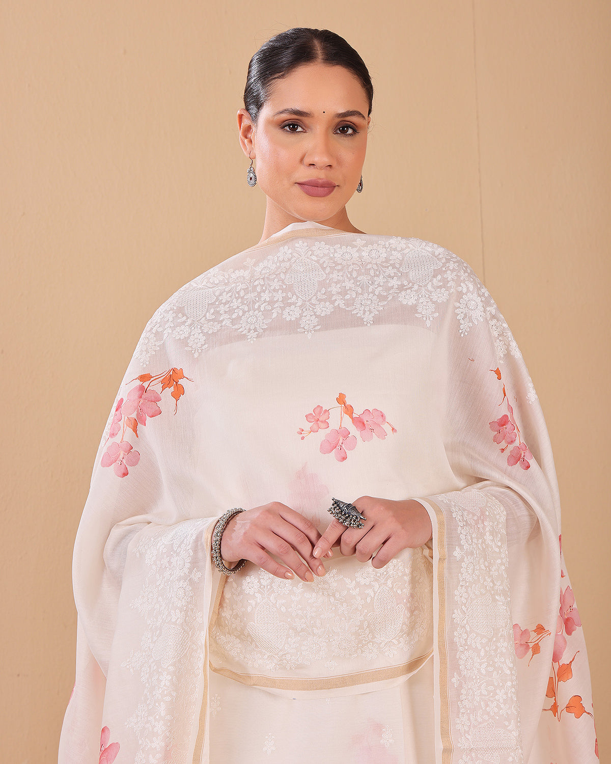 Blush Blossom Chanderi Kurta Dupatta Set