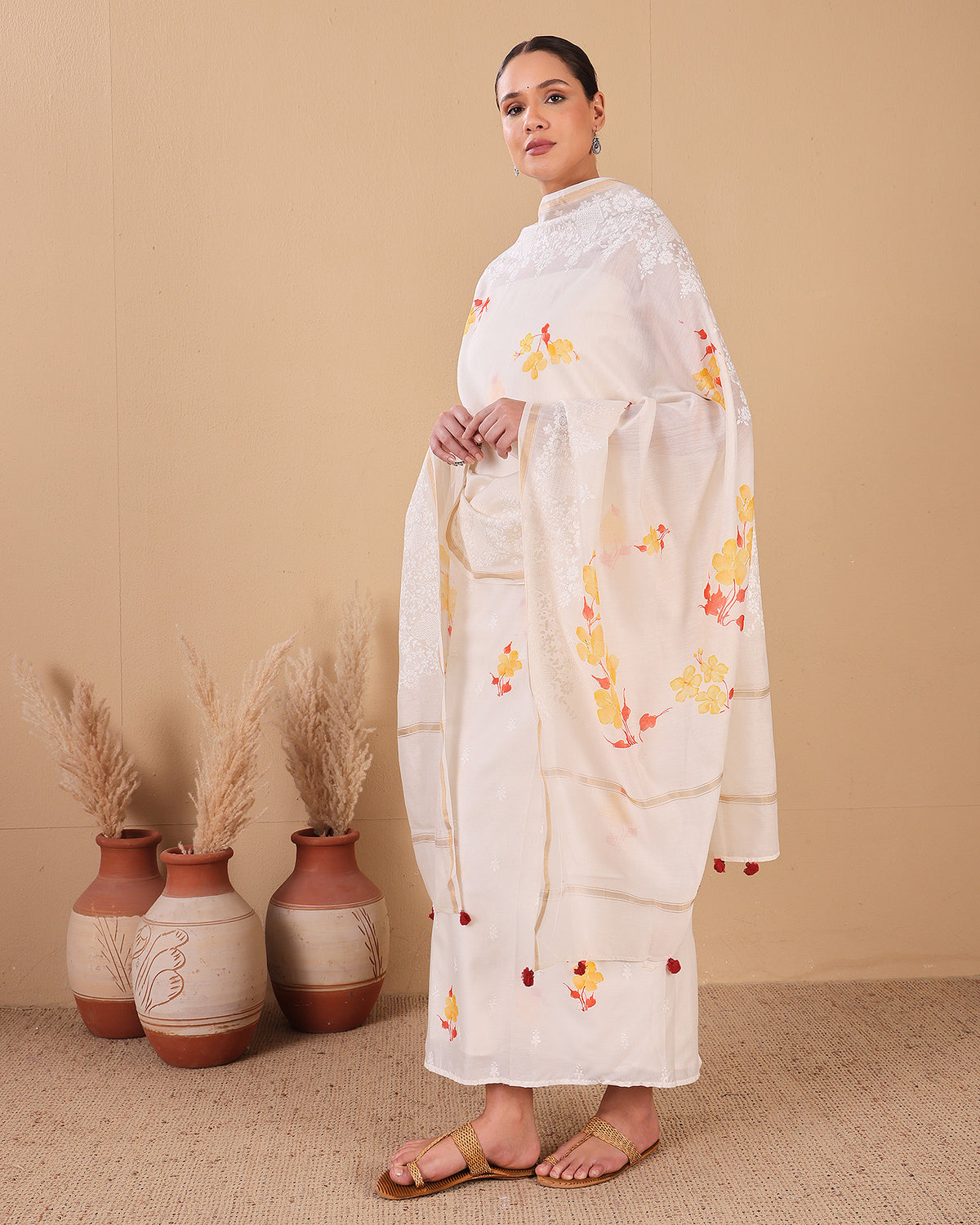 Golden Bloom Chanderi Kurta Dupatta Set