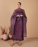 Royal Plum Organza Kurta Dupatta Set