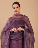 Royal Plum Organza Kurta Dupatta Set