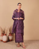 Royal Plum Organza Kurta Dupatta Set