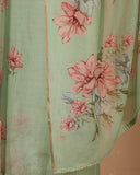 Mint Blossom Organza Dupatta & Printed Kurta Set
