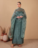 Sage Mist Organza Kurta Dupatta Set