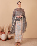 Mocha Bloom Organza Kurta Dupatta Set