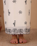Ivory Peacock Bloom Mull Kurta Dupatta Set