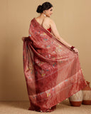 RED TISSUE STRIPES SILK SAREE