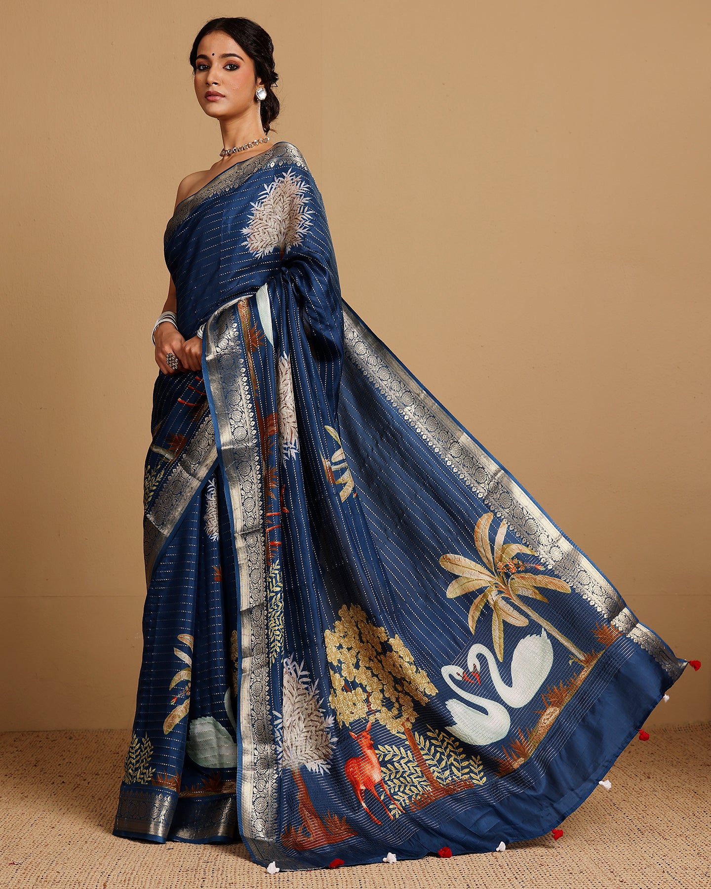 MIDNIGHT BLUE SILK SAREE