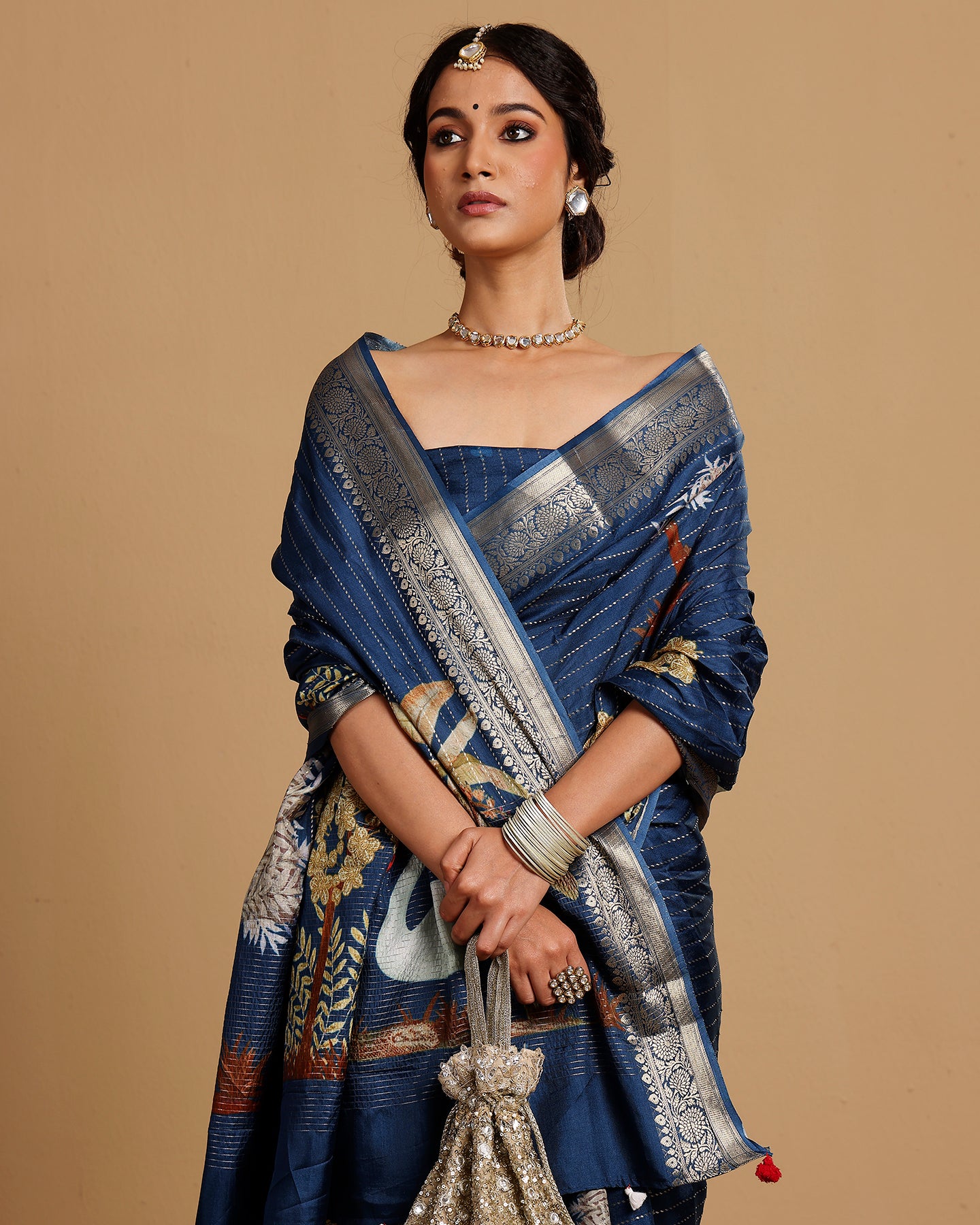 MIDNIGHT BLUE SILK SAREE