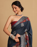 NAVY BLUE COTTON SILK WOVEN SAREE