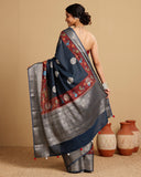 NAVY BLUE COTTON SILK WOVEN SAREE