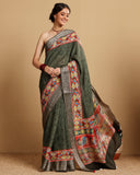 WOVEN COTTON SILK OLIVE COLOUR SAREE