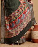 WOVEN COTTON SILK OLIVE COLOUR SAREE