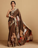 COFFEE COLOUR ZARI STRIPES SILK SAREE