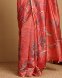 KATAN TISSUE STRIPES CRIMSON SAREE