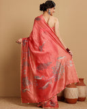 KATAN TISSUE STRIPES CRIMSON SAREE