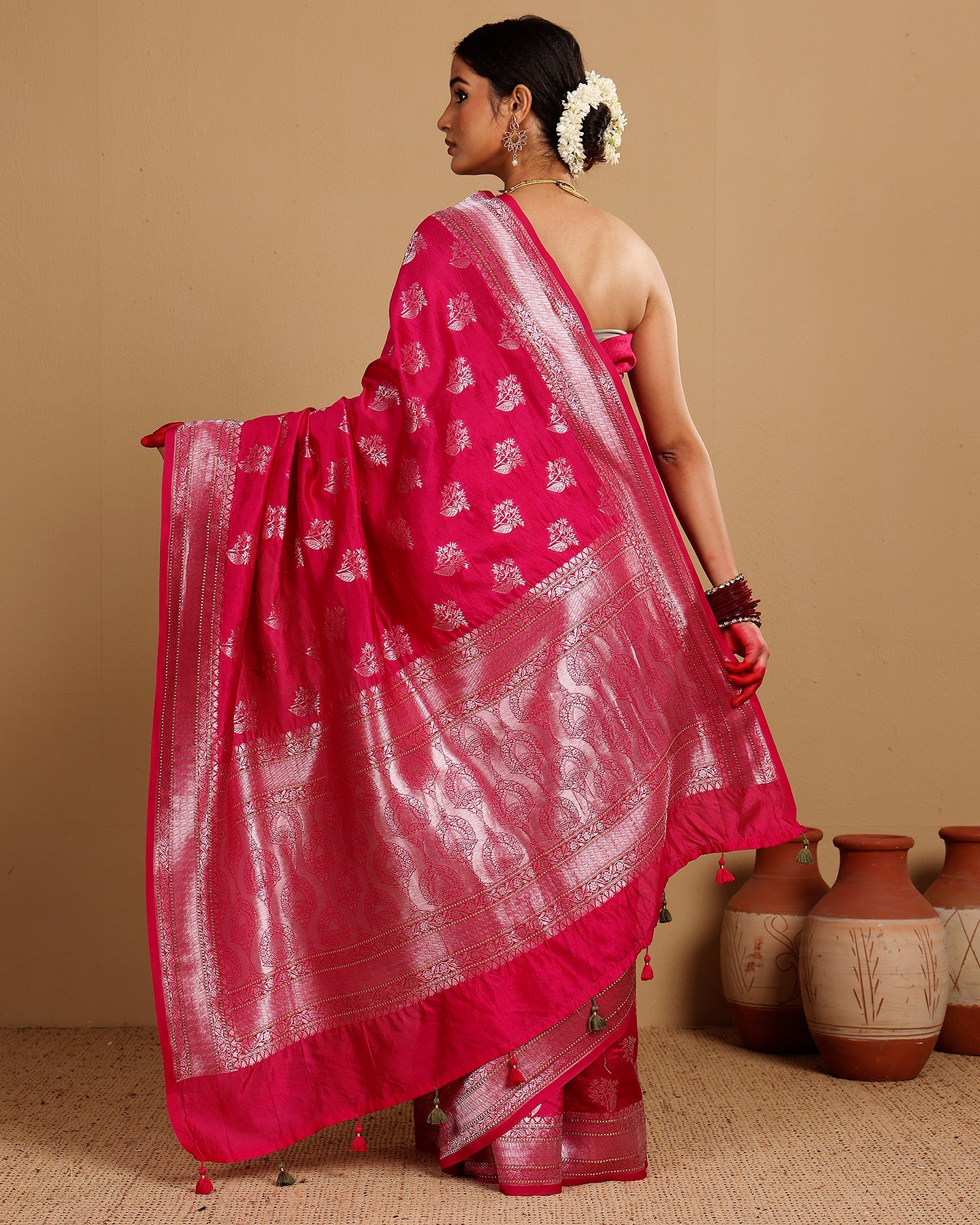 FUSHCIA KATAN SILK WOVEN SAREE