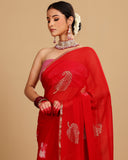 RED BANARASI GEORGETTE SAREE