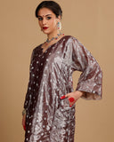 Burgundy Tissue Kurta Set