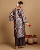 Burgundy Tissue Kurta Set