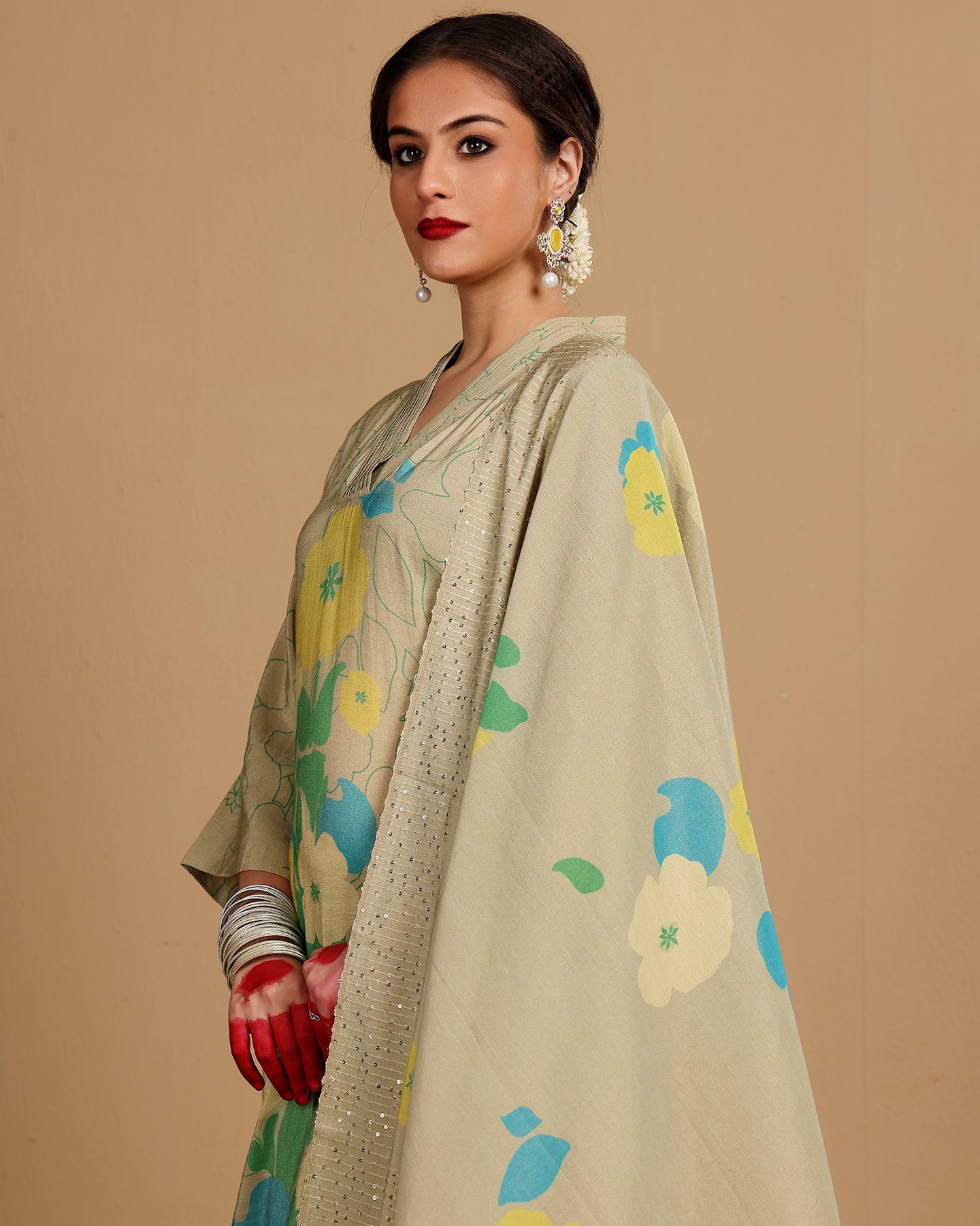 PISTA SILK TISSUE KURTA