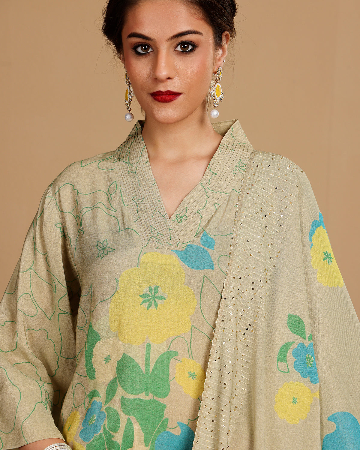 PISTA SILK TISSUE KURTA