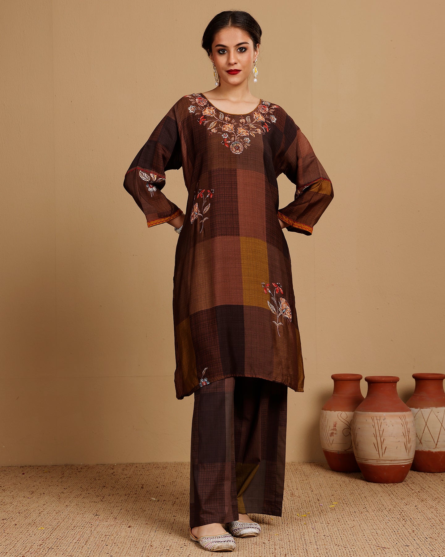 Silk Cotton Embroidery Kurta