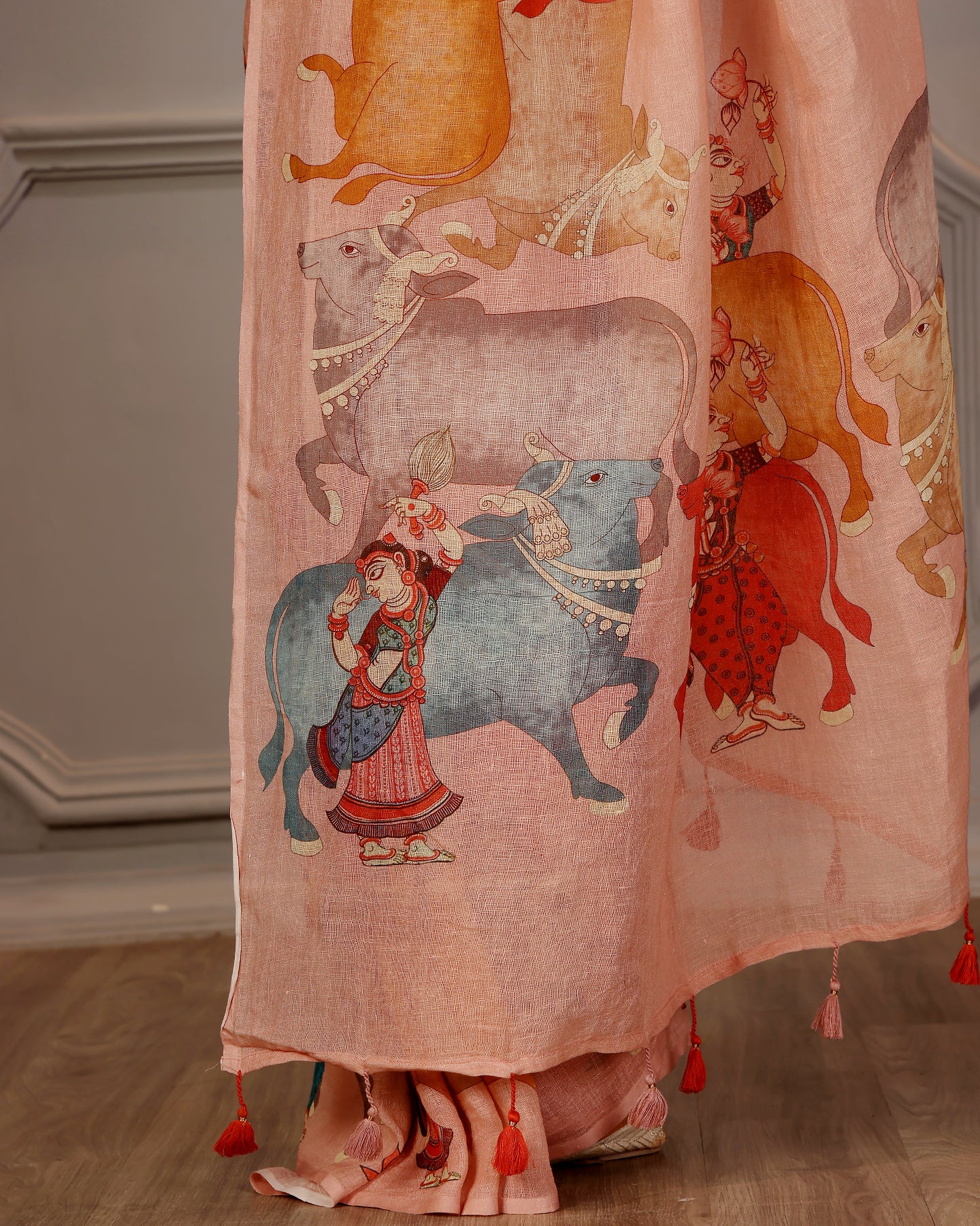 Pichwai Linen Saree
