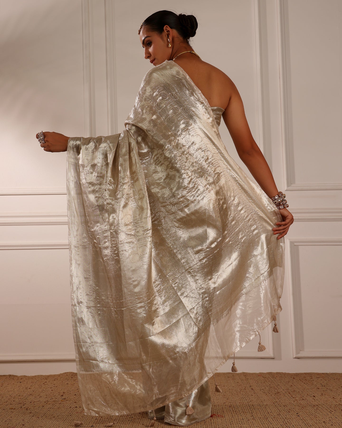 IVORY WOVEN TISSUE SAREE